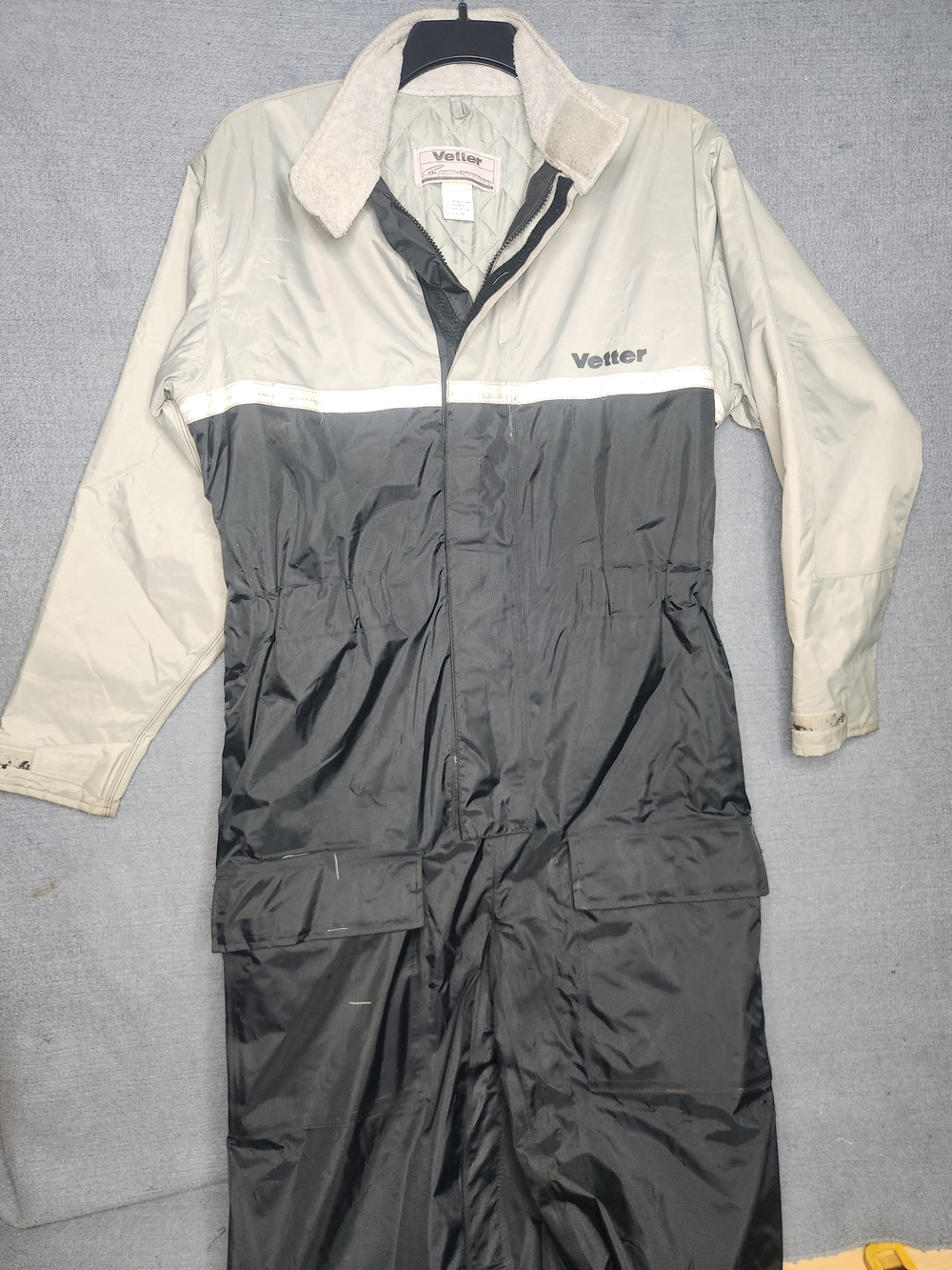 Men's Two-Tone Black and Cream Rainsuit